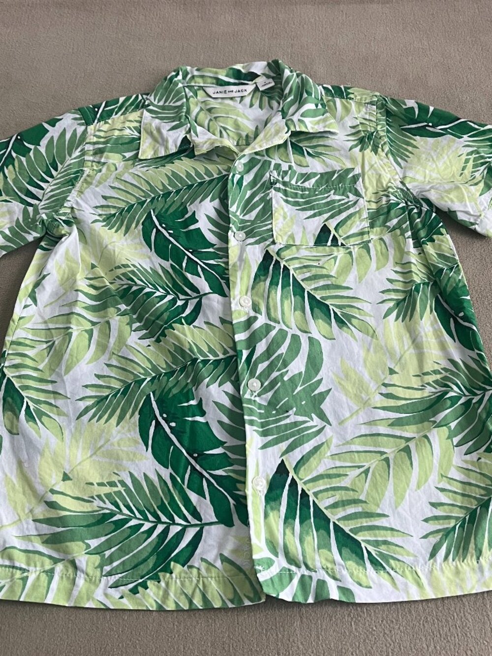 Janie and Jack Boys Green Shirt Short Sleeves Size 8